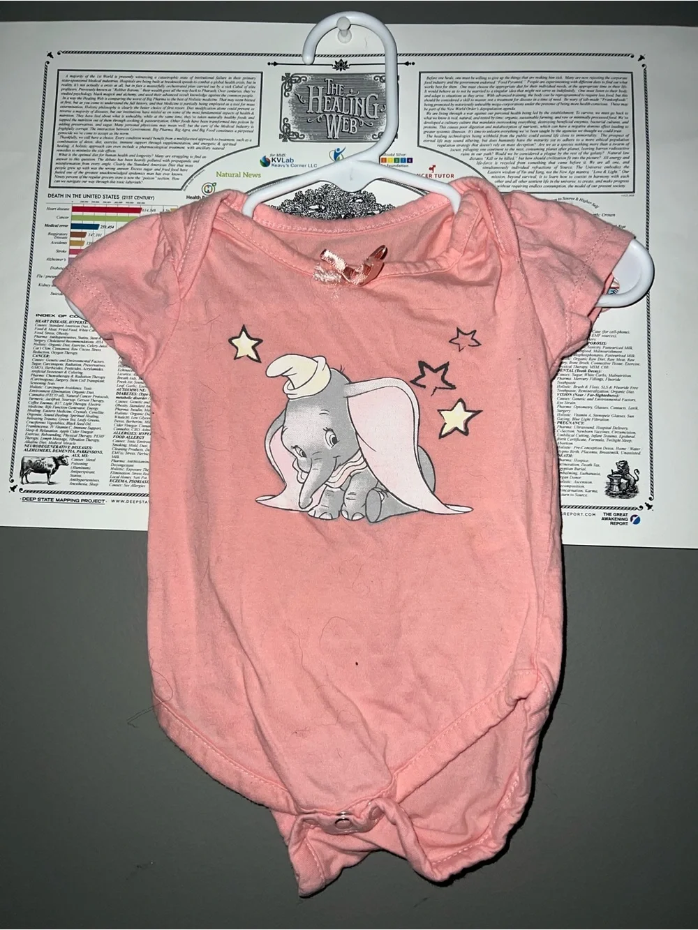 Disney Pink Dumbo Star Graphic Baby One-Piece Bodysuit